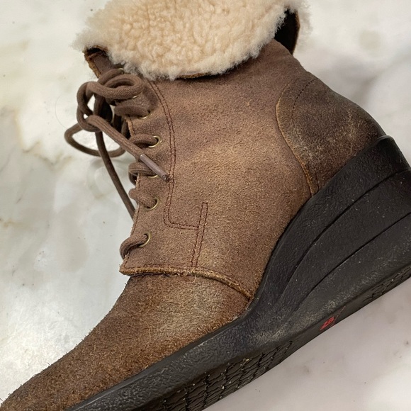 Suede Shearling Ugg Wedges - Picture 3 of 7